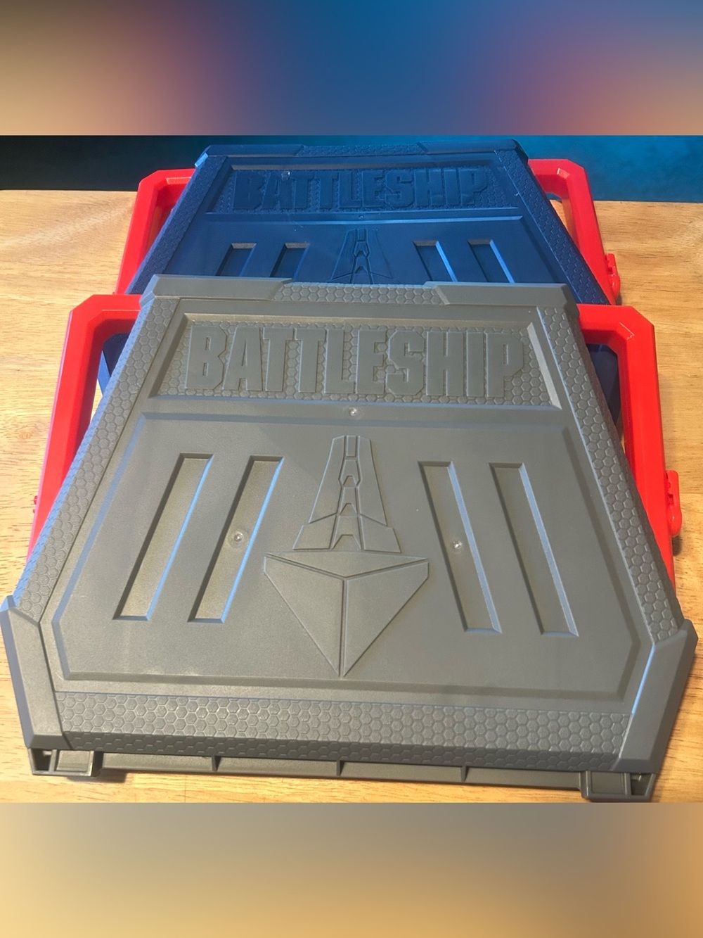 Hasbro Battleship Game. Case’s in Gray and Blue with Red Accents